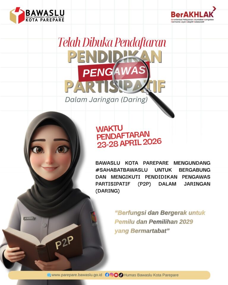 Perkuat Pengawasan Pemilu, Bawaslu Parepare Gelar Pendidikan Pengawas Partisipatif 2026