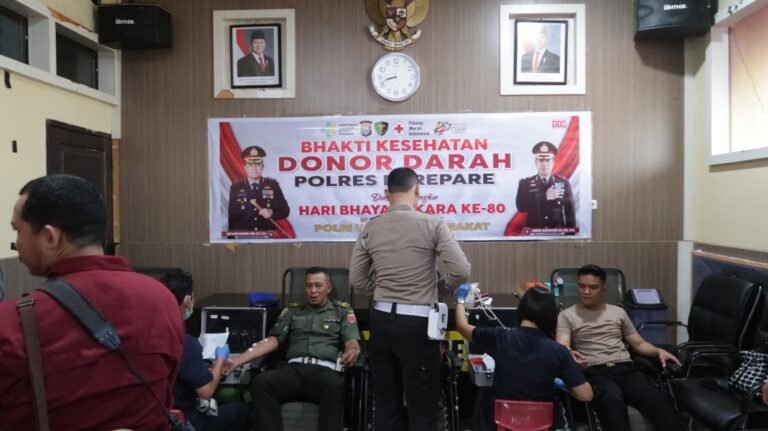 Donor Darah Serentak Hari Bhayangkara Ke-80, Polres Parepare Hasilkan 69 Kantong Darah