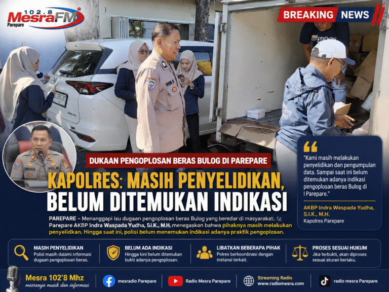 Dugaan Pengoplosan Beras Bulog di Parepare, Kapolres: Masih Penyelidikan, Belum Ditemukan Indikasi