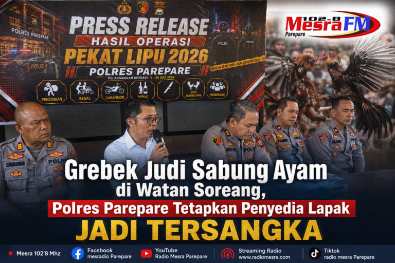 Grebek Judi Sabung Ayam di Watan Soreang, Polres Parepare Tetapkan Penyedia Lapak Jadi Tersangka