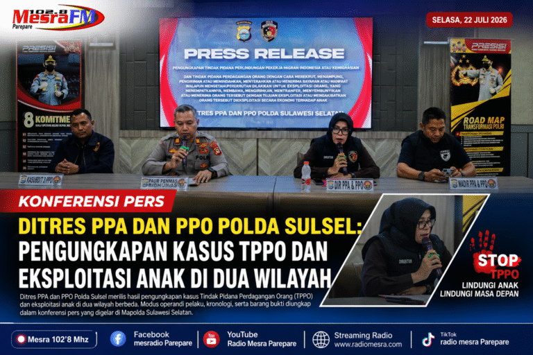 Konferensi Pers Ditres PPA dan PPO Polda Sulsel: Pengungkapan Kasus TPPO dan Eksploitasi Anak di Dua Wilayah