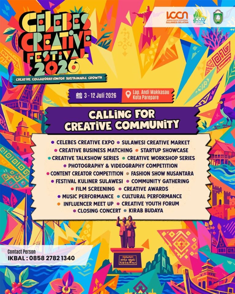 Parepare Jadi Tuan Rumah Celebes Creative Festival 2026, Pertemukan Komunitas Ekraf Lintas Provinsi