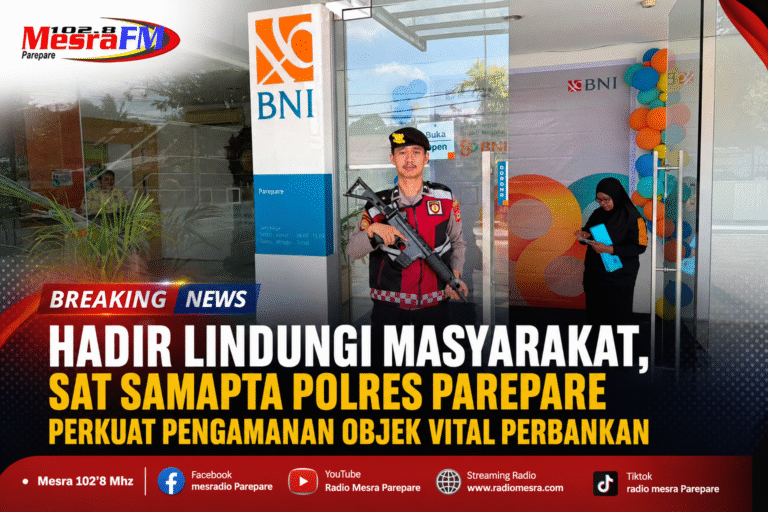 Hadir Lindungi Masyarakat, Sat Samapta Polres Parepare Perkuat Pengamanan Objek Vital Perbankan