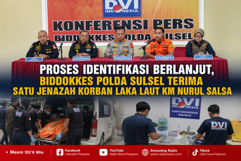 Proses Identifikasi Berlanjut, Biddokkes Polda Sulsel Terima Satu Jenazah Korban Laka Laut KM Nurul Salsa