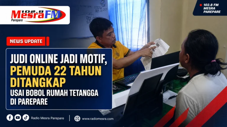 Judi Online Jadi Motif, Pemuda 22 Tahun Ditangkap Usai Bobol Rumah Tetangga di Parepare