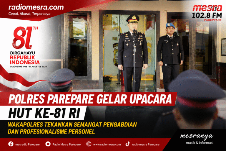 Polres Parepare Gelar Upacara HUT ke-81 RI, Wakapolres Tekankan Semangat Pengabdian dan Profesionalisme Personel