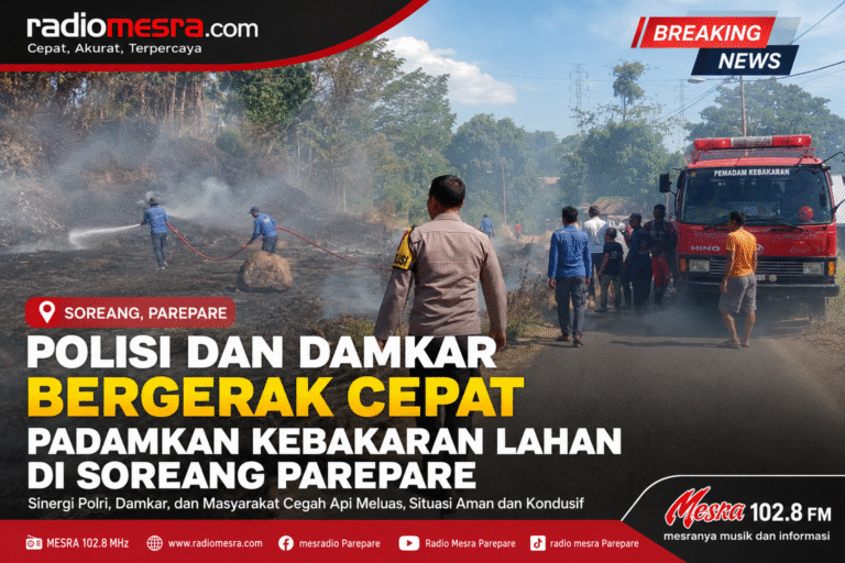 Polisi dan Damkar Bergerak Cepat Padamkan Kebakaran Lahan di Soreang Parepare