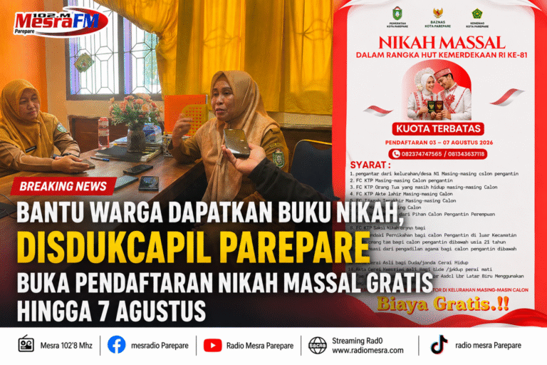 Bantu Warga Dapatkan Buku Nikah, Disdukcapil Parepare Buka Pendaftaran Nikah Massal Gratis Hingga 7 Agustus