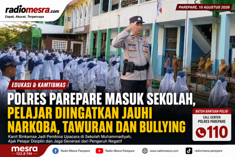 Polres Parepare Masuk Sekolah, Pelajar Diingatkan Jauhi Narkoba, Tawuran dan Bullying