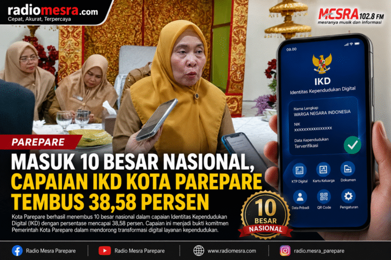 Masuk 10 Besar Nasional, Capaian IKD Kota Parepare Tembus 38,58 Persen
