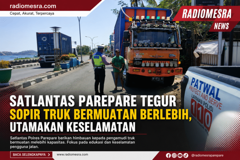 Satlantas Parepare Tegur Sopir Truk Bermuatan Berlebih, Utamakan Keselamatan