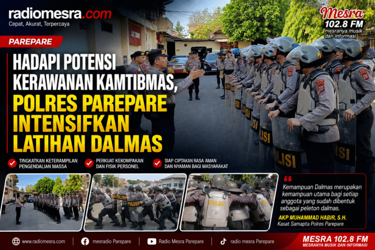 Hadapi Potensi Kerawanan Kamtibmas, Polres Parepare Intensifkan Latihan Dalmas