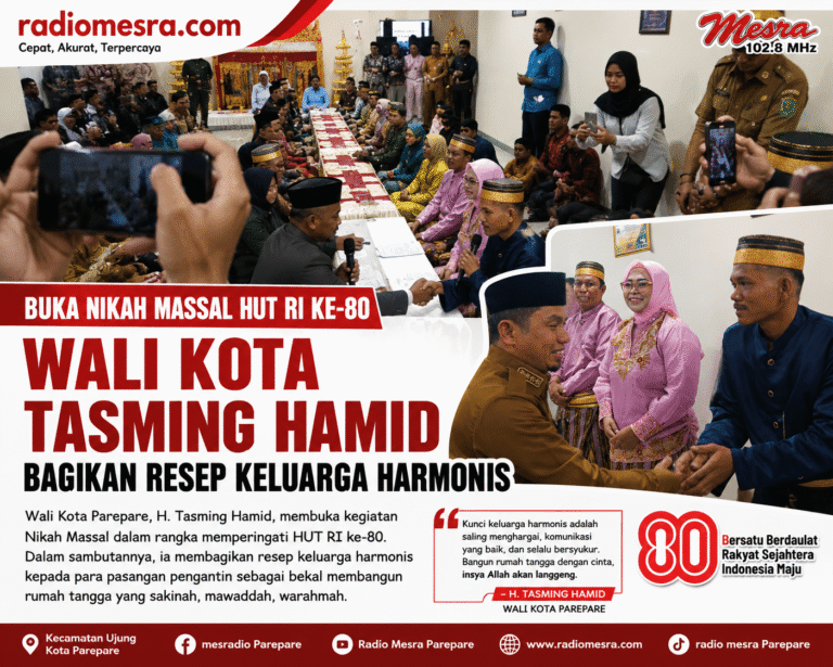 Buka Nikah Massal HUT RI ke-80, Wali Kota Tasming Hamid Bagikan Resep Keluarga Harmonis**
