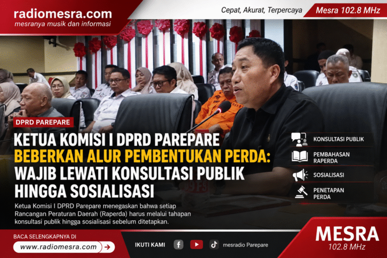 Ketua Komisi I DPRD Parepare Beberkan Alur Pembentukan Perda: Wajib Lewati Konsultasi Publik hingga Sosialisasi
