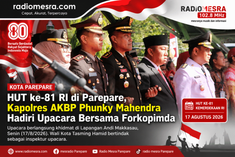 HUT ke-81 RI di Parepare, Kapolres AKBP Phunky Mahendra Hadiri Upacara Bersama Forkopimda