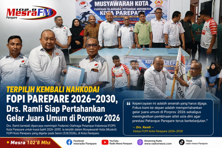 Terpilih Kembali Nahkodai FOPI Parepare 2026–2030, Drs. Ramli Siap Pertahankan Gelar Juara Umum di Porprov 2026