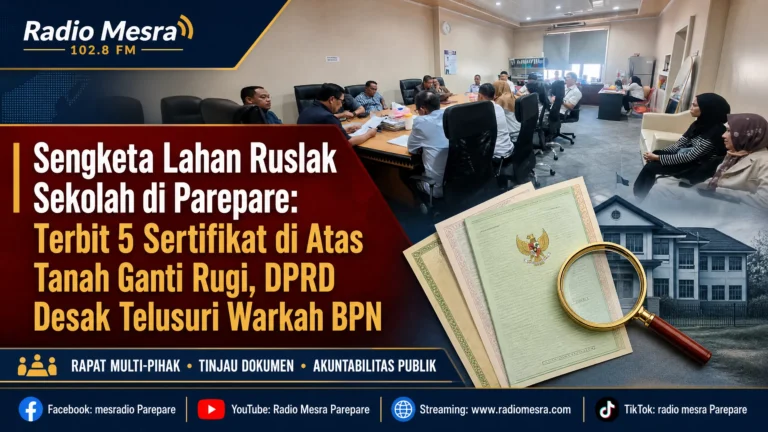 Sengketa Lahan Ruslak Sekolah di Parepare: Terbit 5 Sertifikat di Atas Tanah Ganti Rugi, DPRD Desak Telusuri Warkah BPN