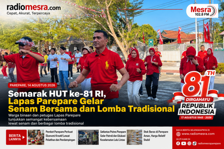 Semarak HUT ke-81 RI, Lapas Parepare Gelar Senam Bersama dan Lomba Tradisional