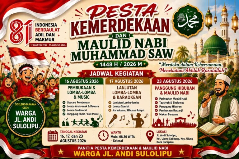 Warga Sulolipu dan Asrama Pacekke Gelar Pesta Kemerdekaan dan Maulid Nabi Muhammad SAW 1448H