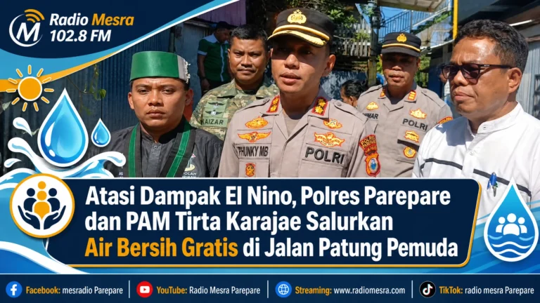 Atasi Dampak El Nino, PDAM dan Polres Parepare Salurkan Air Bersih Gratis untuk Warga