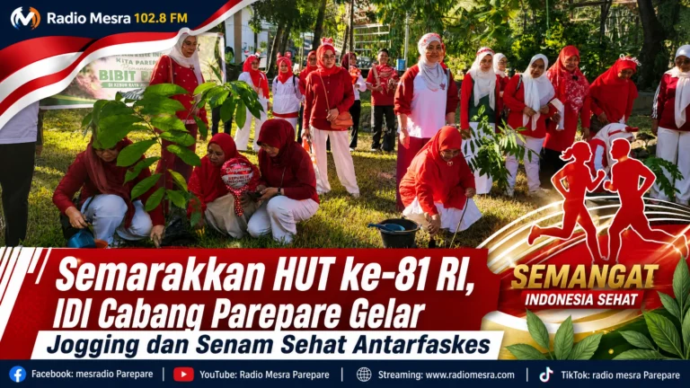 Semarakkan HUT ke-81 RI, IDI Cabang Parepare Gelar Jogging dan Senam Sehat Antarfaskes