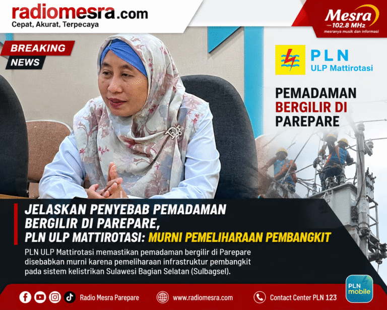Jelaskan Penyebab Pemadaman Bergilir di Parepare, PLN ULP Mattirotasi: Murni Pemeliharaan Pembangkit