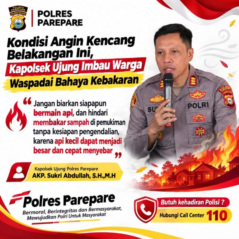 Kondisi Angin Kencang Belakangan Ini, Kapolsek Ujung Imbau Warga Waspadai Bahaya Kebakaran