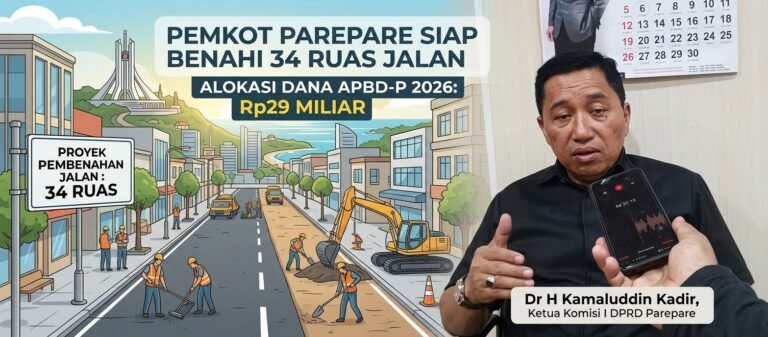 Kucurkan Rp29 Miliar di APBD-P 2026, Pemkot Parepare Siap Benahi 34 Ruas Jalan