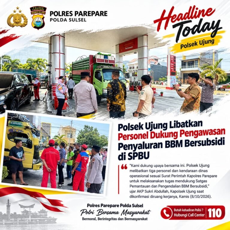 Polsek Ujung Libatkan Personel Dukung Pengawasan Penyaluran BBM Bersubsidi di SPBU