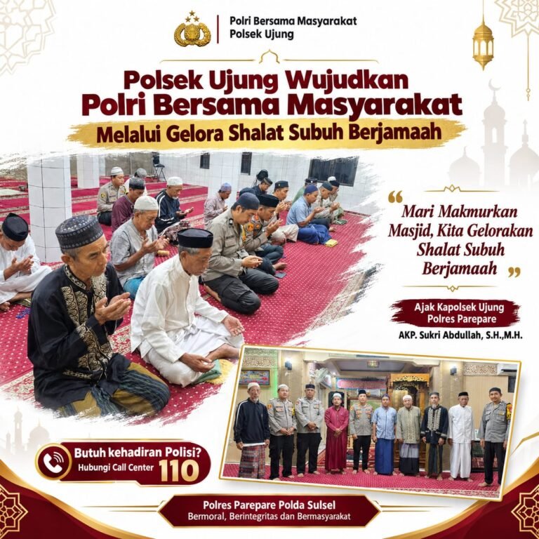 Polsek Ujung Gelorakan Shalat Subuh Berjamaah Sampaikan Pesan Kamtibmas