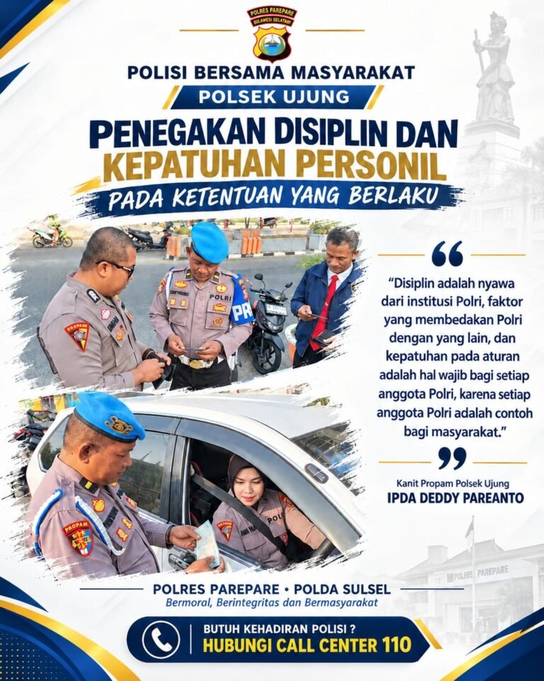 Dukung Akselerasi Polsek Ujung, Unit Propam Tingkatkan Pengawasan Disiplin dan Kepatuhan Personil