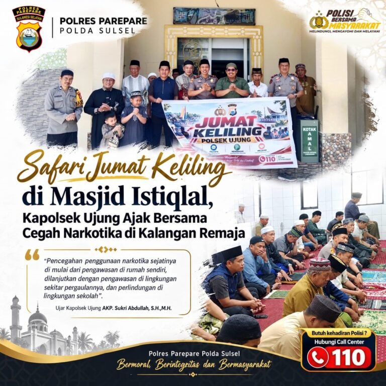 Safari Jumat Keliling di Masjid Istiqlal, Kapolsek Ujung Ajak Bersama Cegah Narkotika di Kalangan Remaja