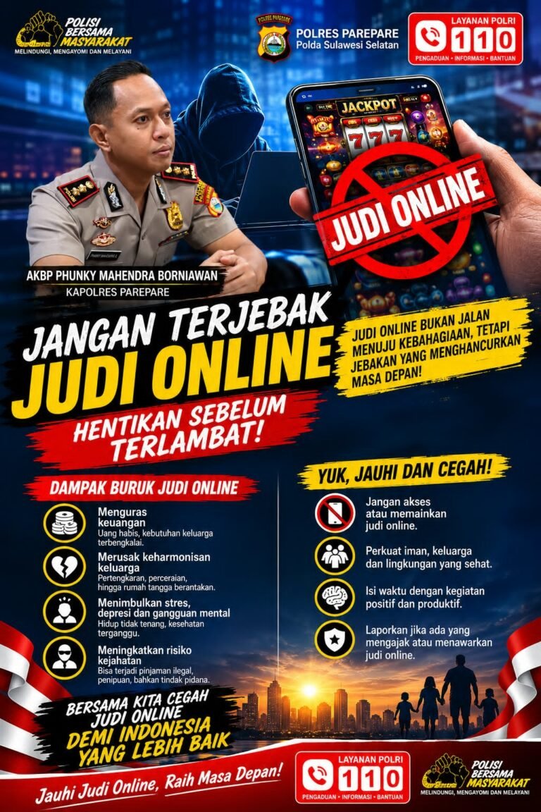 Uang Habis, Rumah Tangga Retak: Kapolres Parepare Soroti Bahaya Judi Online