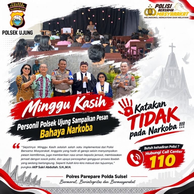 Personil Polsek Ujung Laksanakan Minggu Kasih, Sampaikan Pesan Bahaya Narkoba
